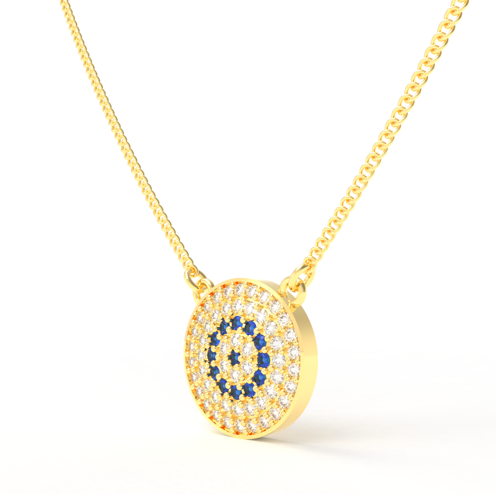 Evil Eye Protection Pendant With Chain, Hallmarked 925 Sterling Silver - sitabo